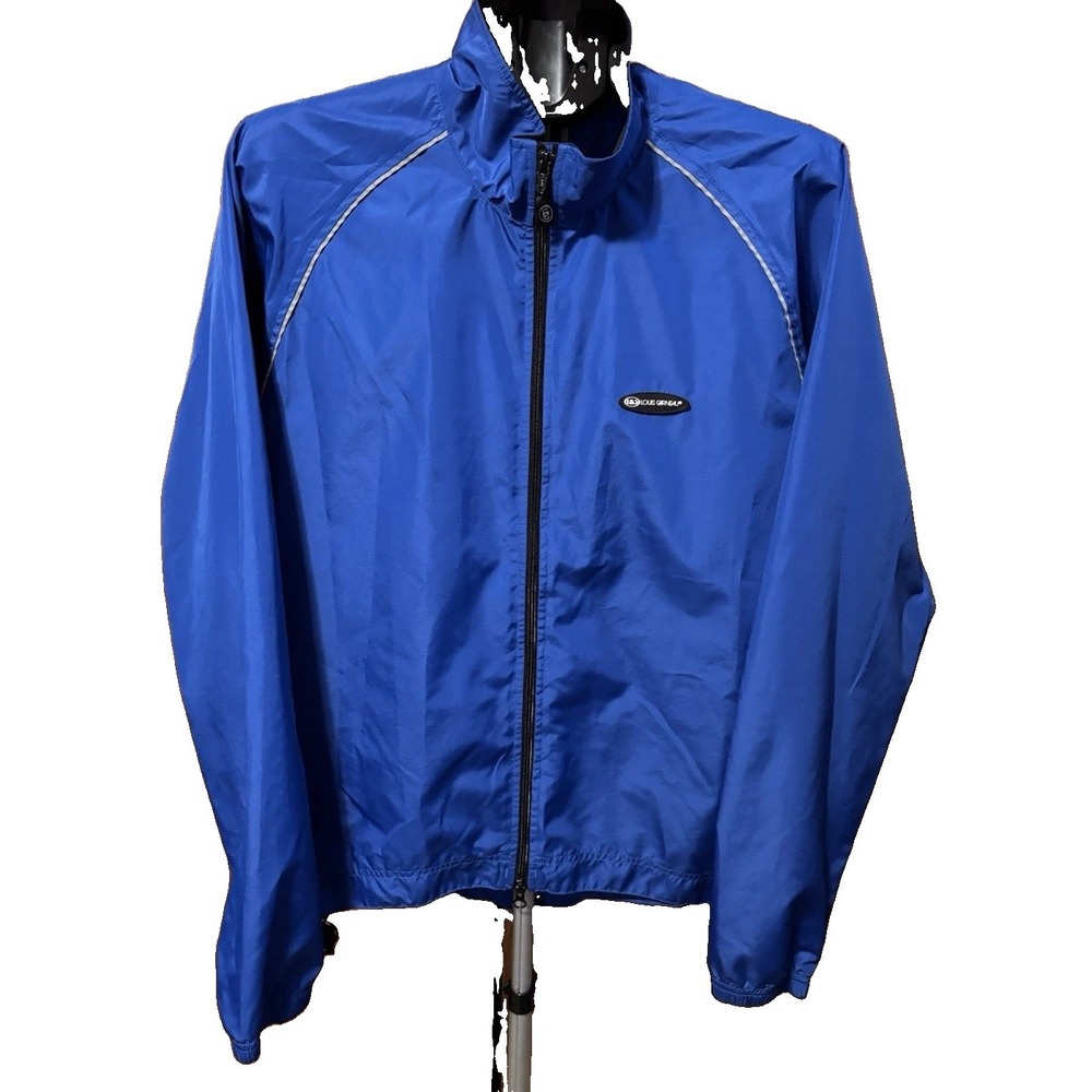 Louis Garneau Mens L Cycling Jacket Blue Rear Zip Pocket Reflective Strips